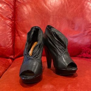 Black platform ankle shoes